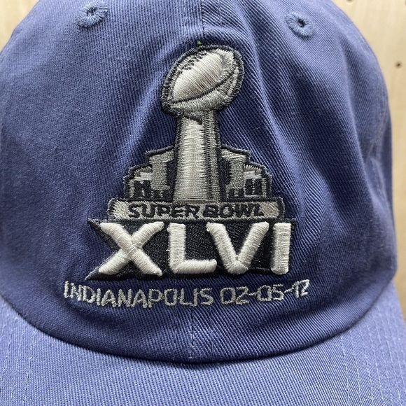 2012 Super Bowl XLVI #46 Indianapolis Gray Ball Cap NFL GIANTS & PATRIOTS - Picture 2 of 10